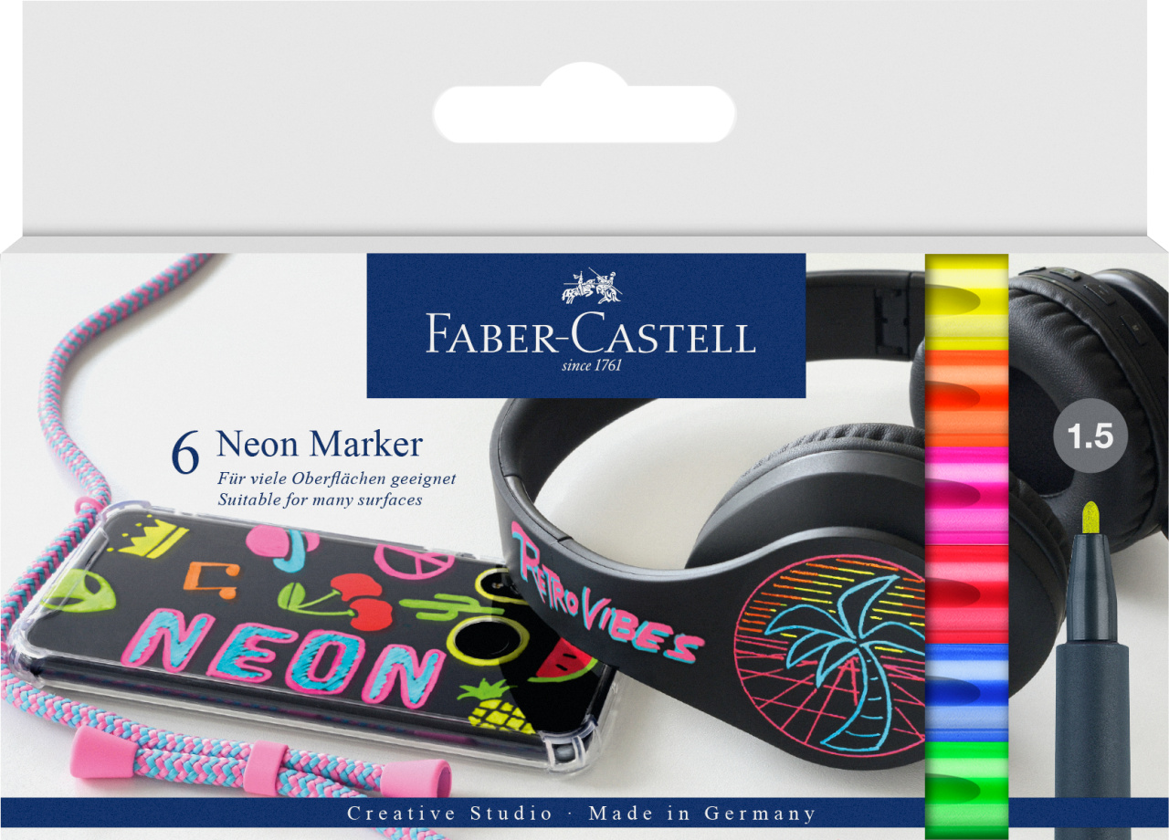 Set 6 Buc Marker Creativ Neon Faber-Castell