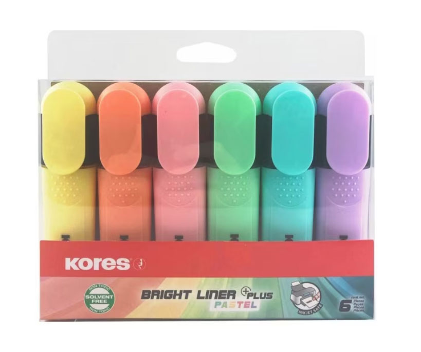 Textmarker Set 6 Pastel Cutie Plastic Kores